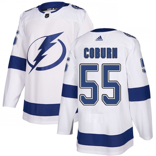 Adidas Tampa Bay Lightning Men #55 Braydon Coburn White Road Authentic Stitched NHL Jersey